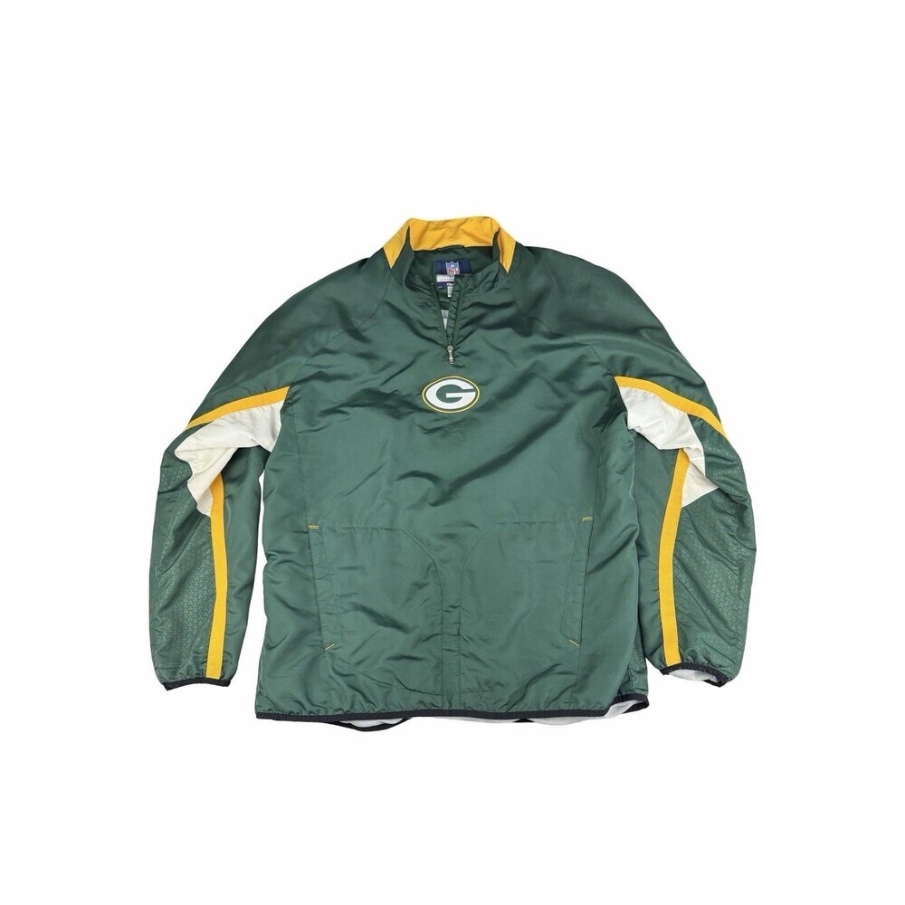 Vintage Reebok Green Bay Packers 1/4 Zip Windbreaker Jacket Green Men's 2 XL